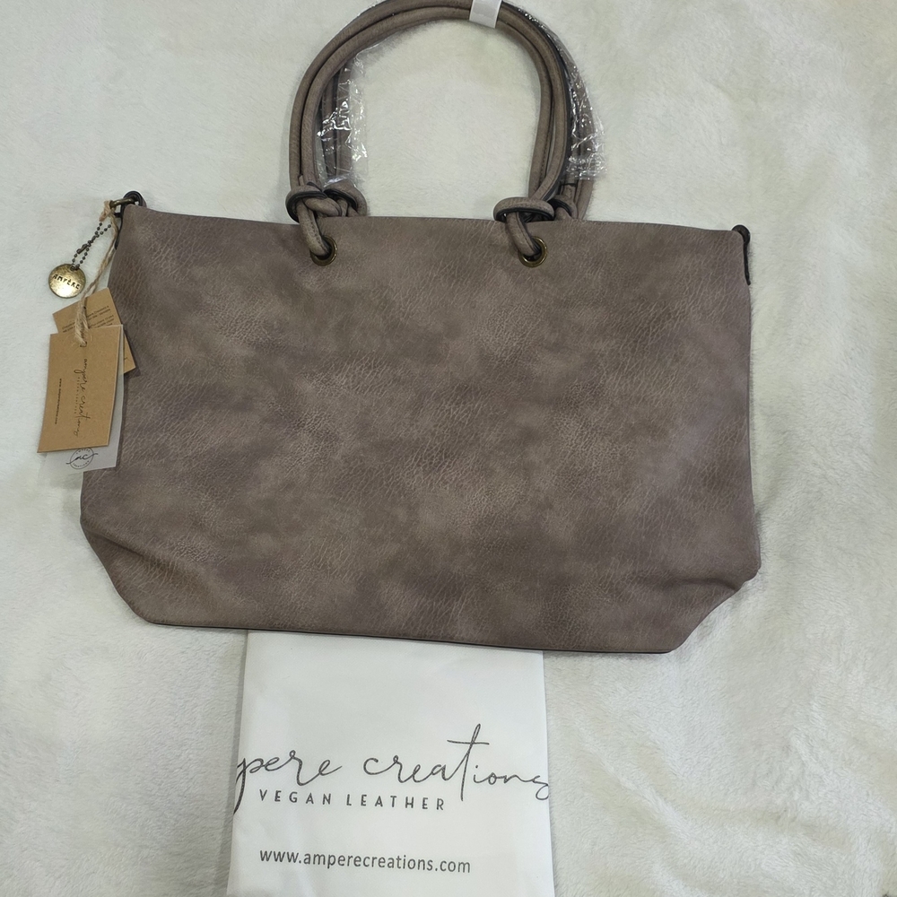 Ampere Vegan Leather Stone Color Tote Crossbody Shoulder Computer College  Bag